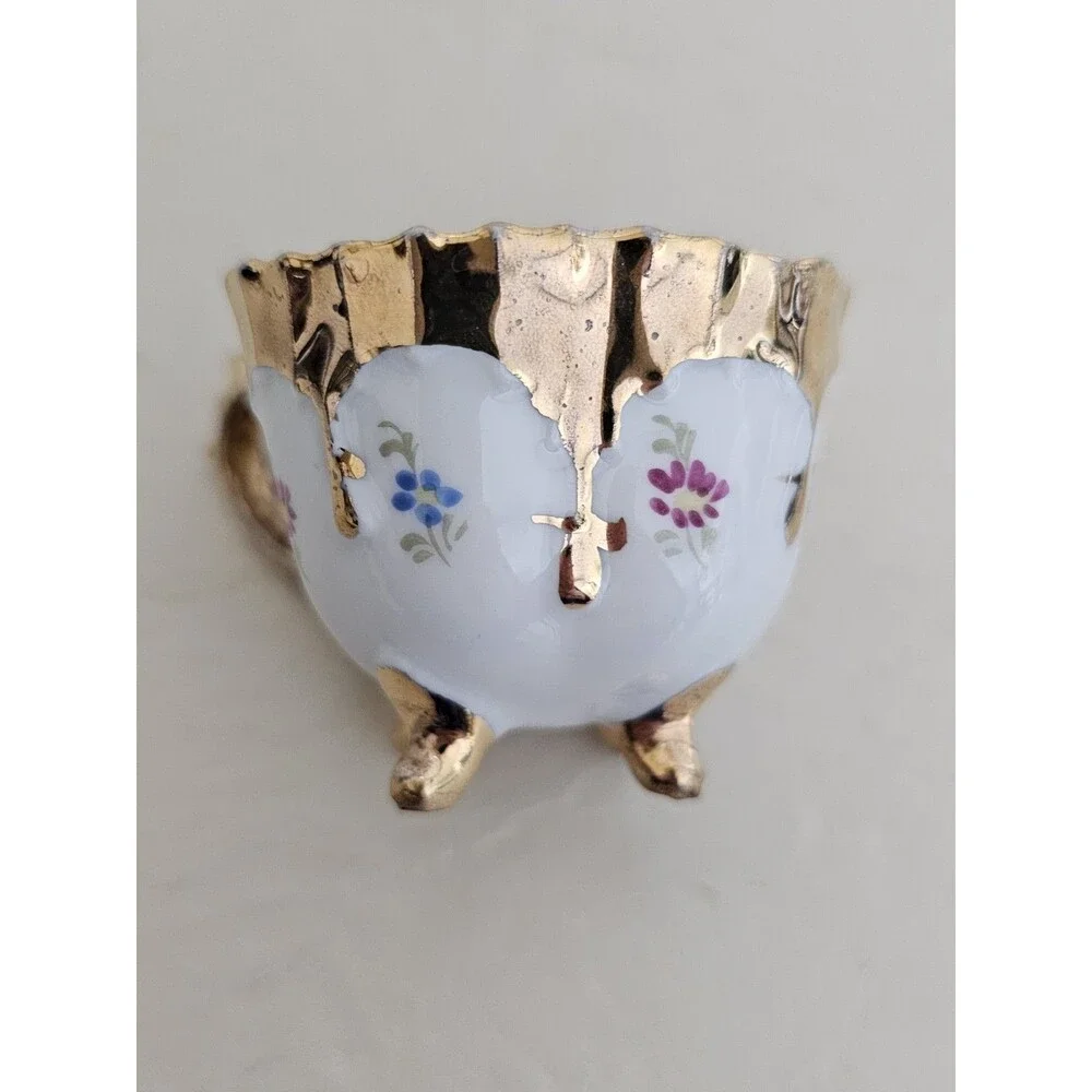 Vintage Mini Floral And Gold Tea Cup